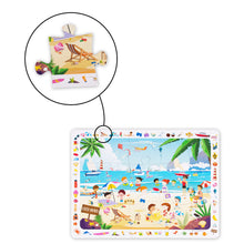 Load image into Gallery viewer, Jigsaw Hunt – A Day at the Beach | Make and Find 15-Piece Floor Puzzle for Kids Ages 3+ | Fun &amp; Educational Scavenger Hunt Game | Develops Observation &amp; Problem-Solving Skills
